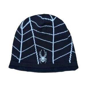 Spyder Youth Toddler Boys‎ Hat Beanie Knit Black White Web Ski Snowboard GUC